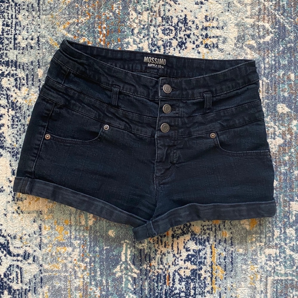 Black denim shorts